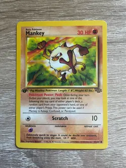 1st Edition Mankey 55/64 - Jungle Set - Near Mint - Pokemon TCG - Image 1