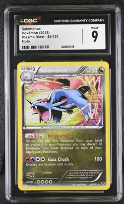 CGC 9 MINT Salamence 2013 Plasma Blast 64/101 Holo Pokemon Card - Image 1