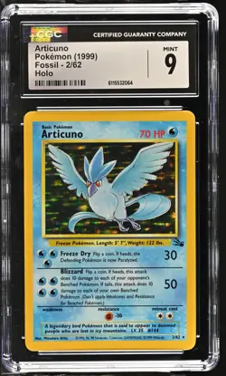 CGC 9 MINT Articuno 1999 Fossil 2/62 Holo Pokemon Card - Image 1