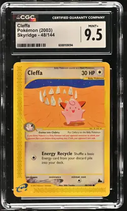 CGC 9.5 MINT+ Cleffa 2003 Skyridge 48/144 Pokemon Card - Image 1
