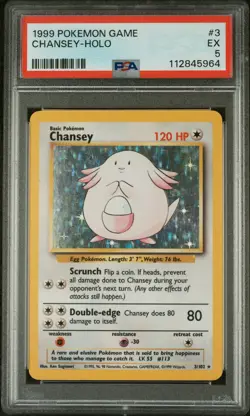 1999 POKEMON BASE SET UNLIMITED #3 CHANSEY-HOLO PSA 5 - Image 1