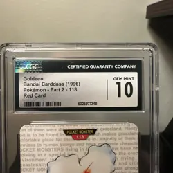 1996 Pokemon Bandai Carddass Goldeen Part 2 Red Card No. 118 CGC 10 - Image 3