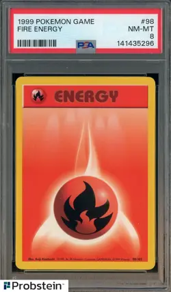 1999 Pokemon Game #98 Fire Energy PSA 8 NM-MT - Image 1