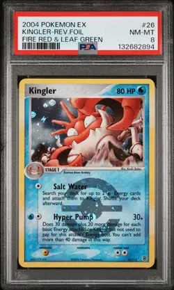 2004 POKEMON EX FIRE RED & LEAF GREEN #26 KINGLER-REVERSE FOIL PSA 8 - Image 1