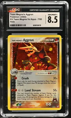 CGC 8.5 Team Magma's Aggron 2004 EX Team Magma Vs Aqua 7/95 Holo Pokemon Card - Image 1