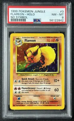 FLAREON PSA 8 1999 POKEMON JUNGLE #3/64 NO SYMBOL 842 - Image 1