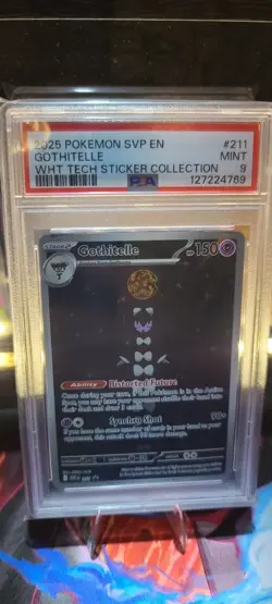 Pokemon 2025 SVP Promo White Flare Tech Sticker Collection #211 Gothitelle PSA 9 - Image 1