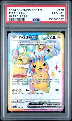 Pikachu EX 219/191 Ultra Rare Ssp En Surging Sparks Pokemon PSA 10 - Image 1