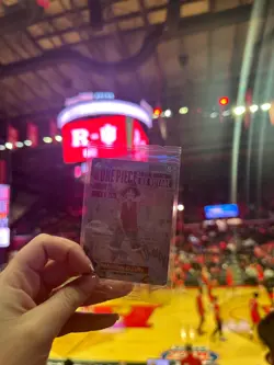 One Piece Monkey D. Luffy US College Basketball Promo Card RUTGERS 1/27 IN HAND - Image 1