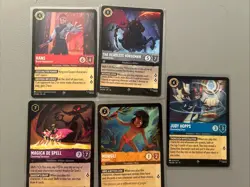 Lorcana Whispers In The Well Super Rare Lot 5 Cards Hans Mowgli Headless Horse - Image 1