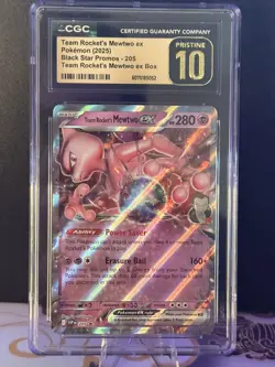 CGC Pristine 10 Team Rocket’s Mewtwo ex Black Star Promo 205 Holo Pokemon Card - Image 1