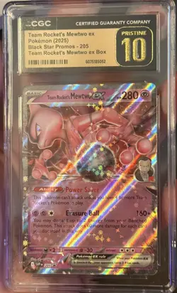 CGC Pristine 10 Team Rocket’s Mewtwo ex Black Star Promo 205 Holo Pokemon Card - Image 2