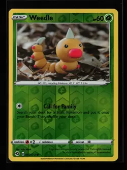 Weedle 02/73 Common Champion's Path Reverse Holo Yuka Morii Pokemon Card - Image 1