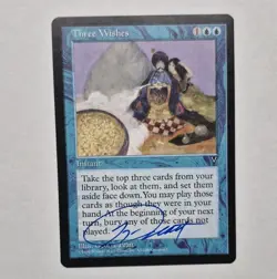 UNPLAYED SIGNED NM Three Wishes Visions Mtg MAGIC GEORGE PRATT SANDMAN SHAMAN - Image 1