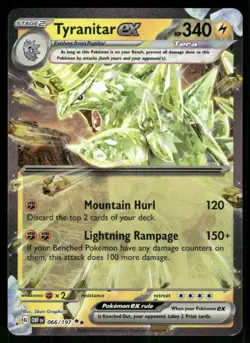 Tyranitar ex 066/197 Double Rare Holo NM Pokemon SV03: Obsidian Flames - Image 1