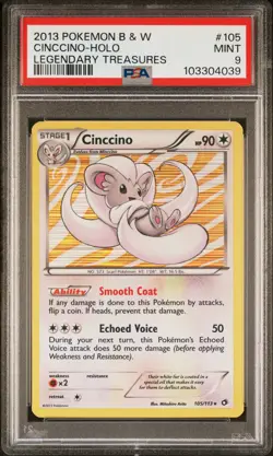 2013 POKEMON B&W LEGEND TREASURES #105 CINCCINO-HOLO PSA 9 - Image 1