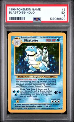 1999 POKEMON BASE SET UNLIMITED #2 BLASTOISE-HOLO PSA 5 - Image 1