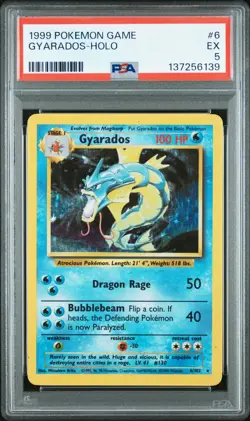 1999 POKEMON BASE SET UNLIMITED #6 GYARADOS-HOLO PSA 5 - Image 1