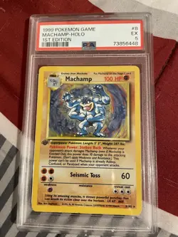 1999 Vintage Pokemon 1st Edition Set Machamp Holo Rare WOTC Unlimited PSA 5 - Image 1