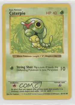 Caterpie Shadowless Pokemon Base Set #45 1999 - Image 1