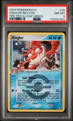 2004 POKEMON EX FIRE RED & LEAF GREEN #26 KINGLER-REVERSE FOIL PSA 8 - Image 1