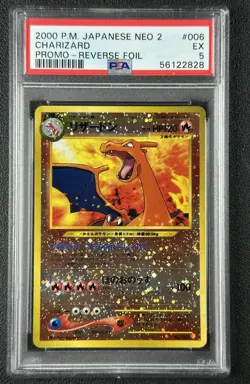 CHARIZARD PSA 5 2000 POKEMON NEO 2 PROMO JAPANESE #006 REVERSE FOIL 828 - Image 1