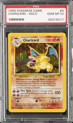 1999 POKEMON BASE SET UNLIMITED #4 CHARIZARD-HOLO PSA 10 - Image 1