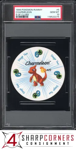 1999 POKEMON RUMMY #5 CHARMELEON 6 OF CLUBS PSA 10 - Image 1
