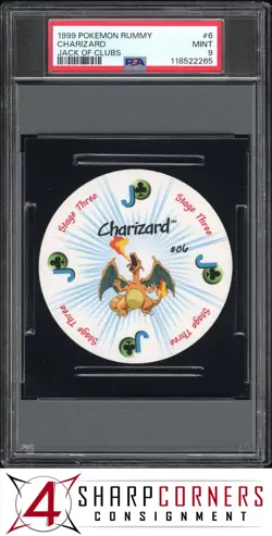 1999 POKEMON RUMMY #6 CHARIZARD JACK OF CLUBS PSA 9 - Image 1