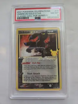 2021 POKEMON CELEBRATIONS CLASSIC COLLECTION #17 UMBREON-GOLD STAR PSA 8 - Image 1