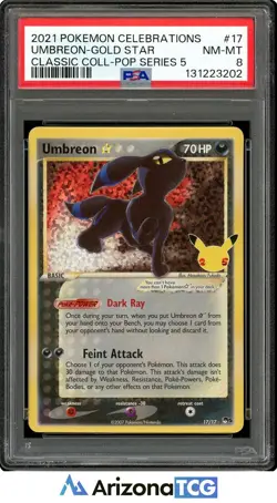 Pokemon 2021 Umbreon Gold Star 17/17 Celebrations Classic Collection PSA 8 - Image 1