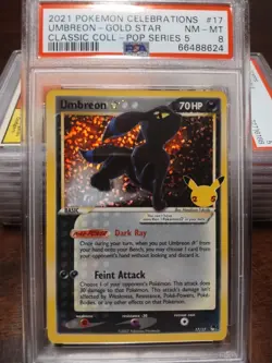 2021 POKEMON CELEBRATIONS CLASSIC COLLECTION #17 UMBREON-GOLD STAR PSA 8 - Image 3