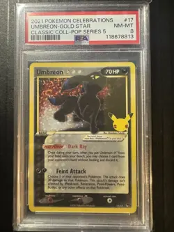 2021 POKEMON CELEBRATIONS CLASSIC COLLECTION #17 UMBREON-GOLD STAR PSA 8 - Image 1