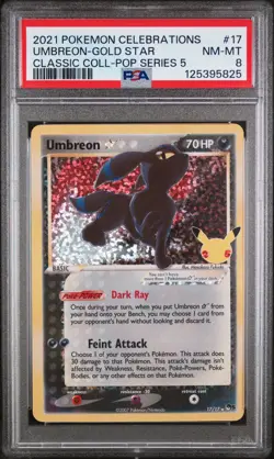 2021 POKEMON CELEBRATIONS CLASSIC COLLECTION #17 UMBREON-GOLD STAR PSA 8 - Image 1