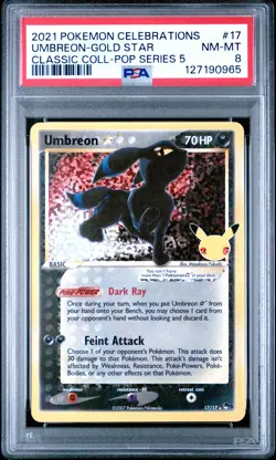 2021 POKEMON CELEBRATIONS CLASSIC COLLECTION #17 UMBREON-GOLD STAR PSA 8 - Image 1