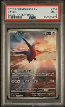 2024 POKEMON SSP EN-SURGING SPARKS ILLUSTRATION RARE #203 LATIOS PSA 9 - Image 1