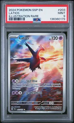 2024 POKEMON SSP EN-SURGING SPARKS ILLUSTRATION RARE #203 LATIOS PSA 9 - Image 1