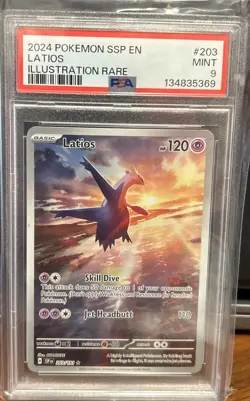 2024 POKEMON SSP EN-SURGING SPARKS ILLUSTRATION RARE #203 LATIOS PSA 9 - Image 1