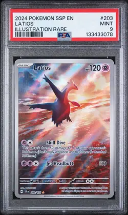 2024 POKEMON SSP EN-SURGING SPARKS ILLUSTRATION RARE #203 LATIOS PSA 9 - Image 1