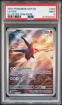 2024 POKEMON SSP EN-SURGING SPARKS ILLUSTRATION RARE #203 LATIOS PSA 9 - Image 1