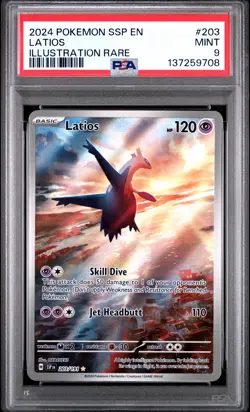 2024 POKEMON SSP EN-SURGING SPARKS ILLUSTRATION RARE #203 LATIOS PSA 9 - Image 1