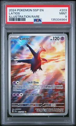 2024 POKEMON SSP EN-SURGING SPARKS ILLUSTRATION RARE #203 LATIOS PSA 9 - Image 1