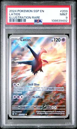 2024 POKEMON SSP EN-SURGING SPARKS ILLUSTRATION RARE #203 LATIOS PSA 9 - Image 1