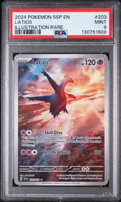 2024 POKEMON SSP EN-SURGING SPARKS ILLUSTRATION RARE #203 LATIOS PSA 9 - Image 1