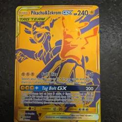 JUMBO Oversized Pikachu & Zekrom GX Tag Team Gold Promo SM248 Pokemon NM - Image 1