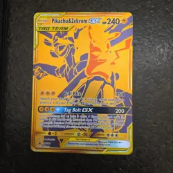 JUMBO Oversized Pikachu & Zekrom GX Tag Team Gold Promo SM248 Pokemon NM - Image 2