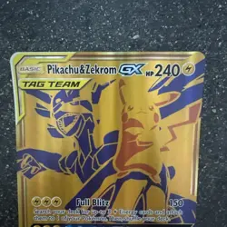 JUMBO Oversized Pikachu & Zekrom GX Tag Team Gold Promo SM248 Pokemon NM - Image 2