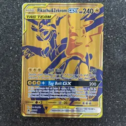 JUMBO Oversized Pikachu & Zekrom GX Tag Team Gold Promo SM248 Pokemon NM - Image 1