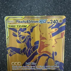 JUMBO Oversized Pikachu & Zekrom GX Tag Team Gold Promo SM248 Pokemon NM - Image 2