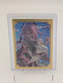 Yae Miko Genshin Impact Waifu Gold Metal Card Goddess Story Doujin Sakimichan - Image 1